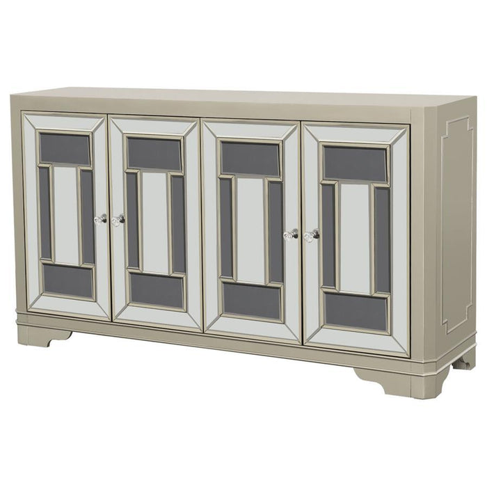 Toula - 4 Door Accent Cabinet - Smoke And Champagne - JaxCo Furniture