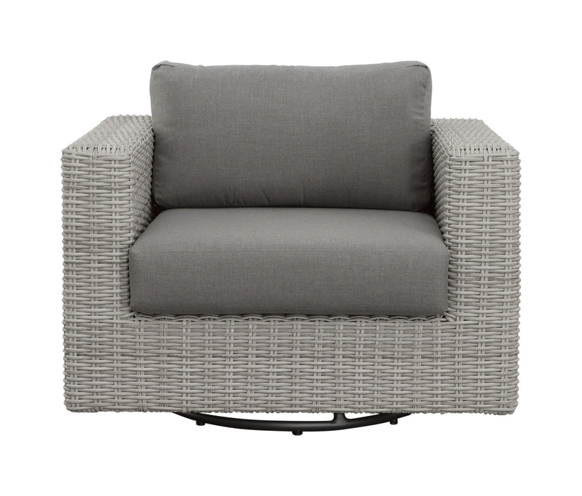 Blakley - Outdoor Swilvel Chair (Set of 2) With Half Round Wicker - Gray - JaxCo Furniture