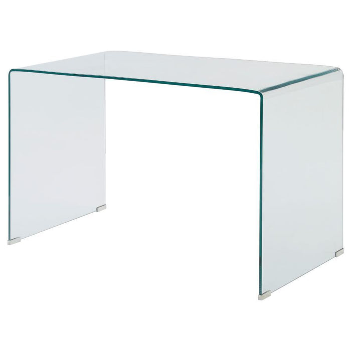 Ripley - Tempered Bent Glass Writing Desk Clear - Clear Glass - JaxCo Furniture