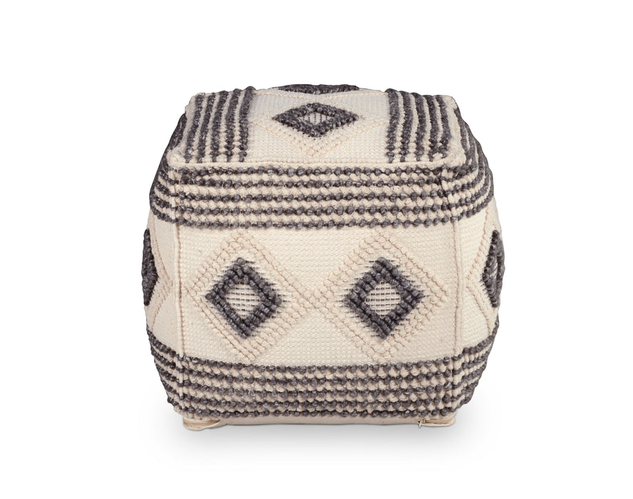 Dalia - Square Handwoven Woolen Pouf - Beige - JaxCo Furniture