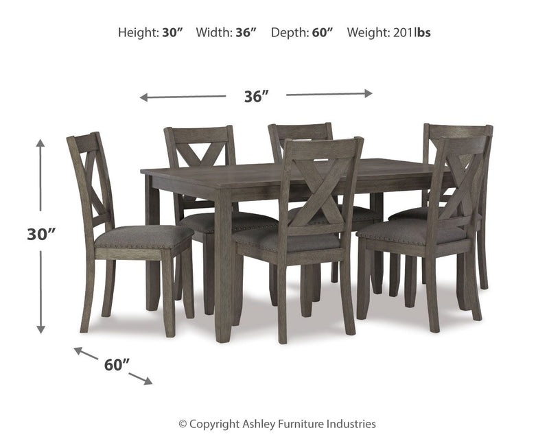 Caitbrook - Gray - RECT DRM Table Set (Set of 7) - JaxCo Furniture