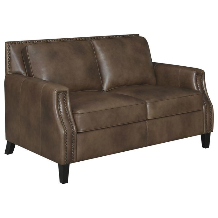 Leaton - Upholstered Recessed Arm Loveseat - Brown Sugar - JaxCo Furniture