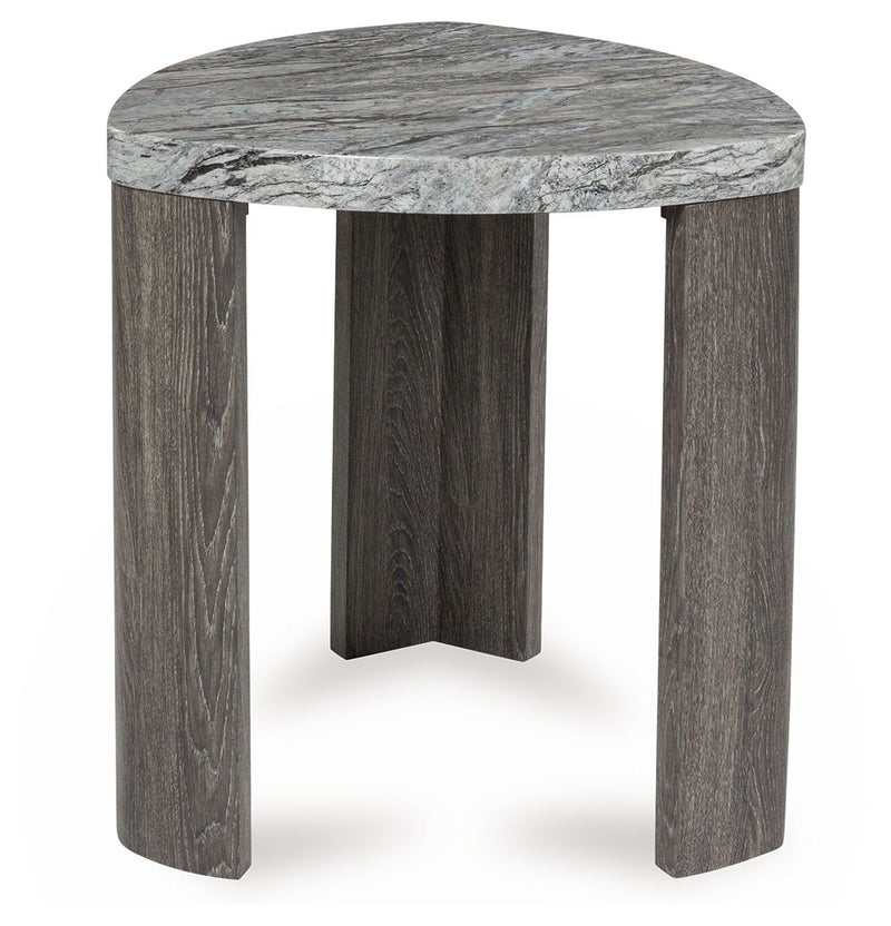 Surmour - Gray / Brown - Triangle End Table - JaxCo Furniture