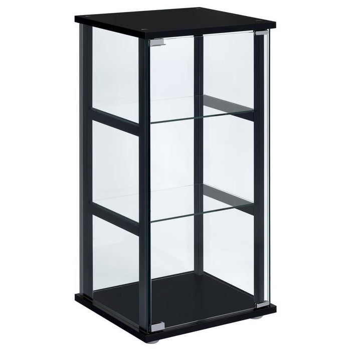 Cyclamen - 3-Shelf Clear Glass Curio Display Cabinet - Black - JaxCo Furniture