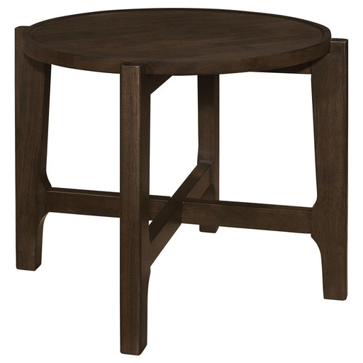 Cota - Round Solid Wood End Table - Dark Brown - JaxCo Furniture