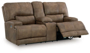Beckley Place - Earth - Power Reclining Loveseat With Console / Adjustable Headrest - JaxCo Furniture