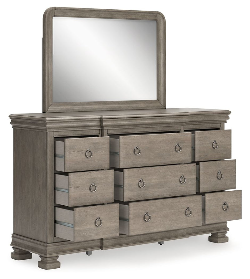 Lexorne - Gray - Dresser And Mirror - JaxCo Furniture