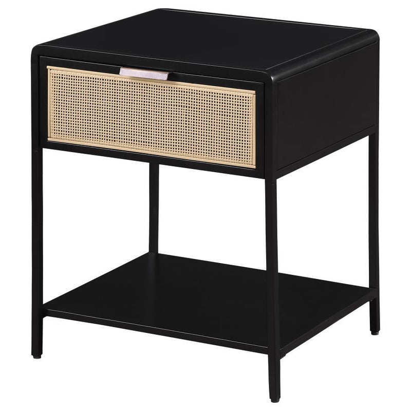 Amherst - 1-Drawer Radio Weave Rattan Metal Side Table - JaxCo Furniture
