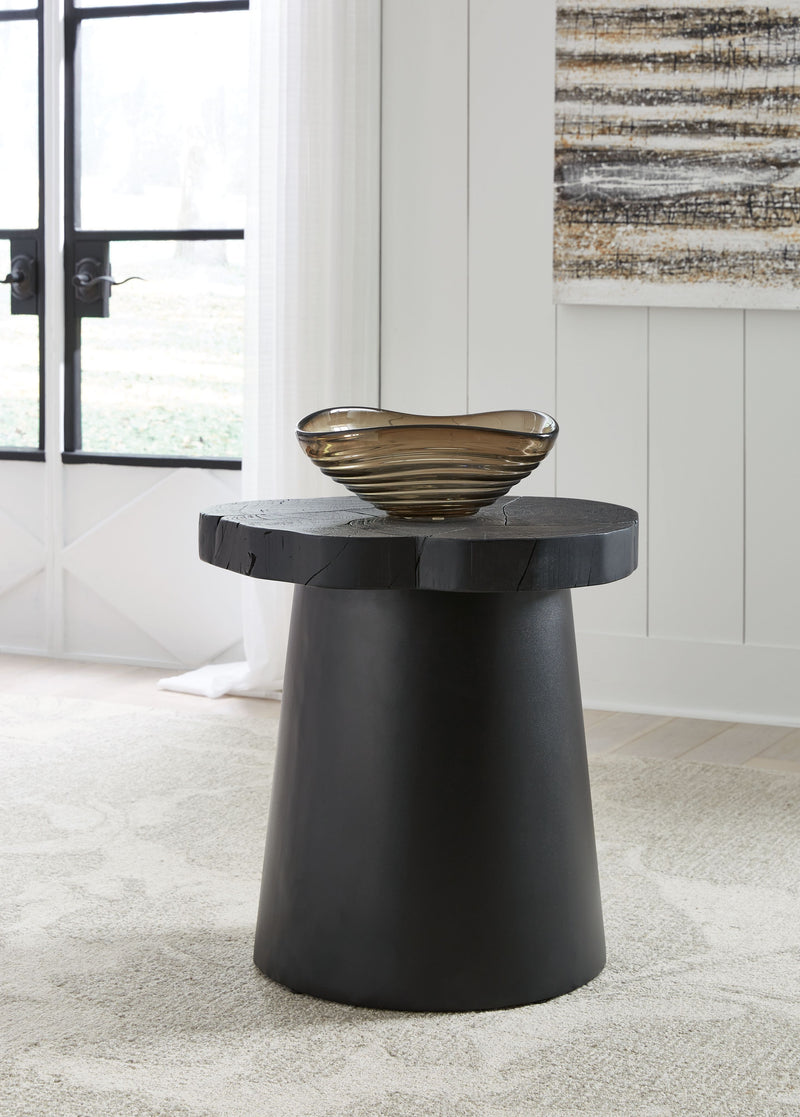 Wimbell - Black - Round End Table - JaxCo Furniture