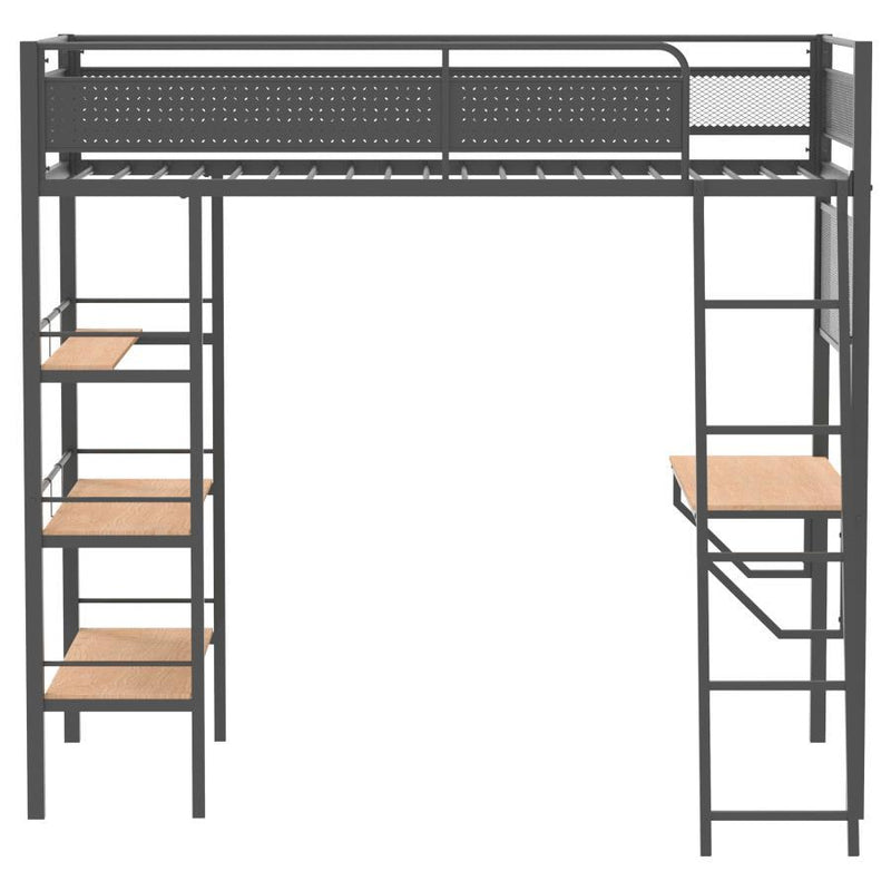 Campus - 3-Shelf Metal Twin Workstation Loft Bed - JaxCo Furniture