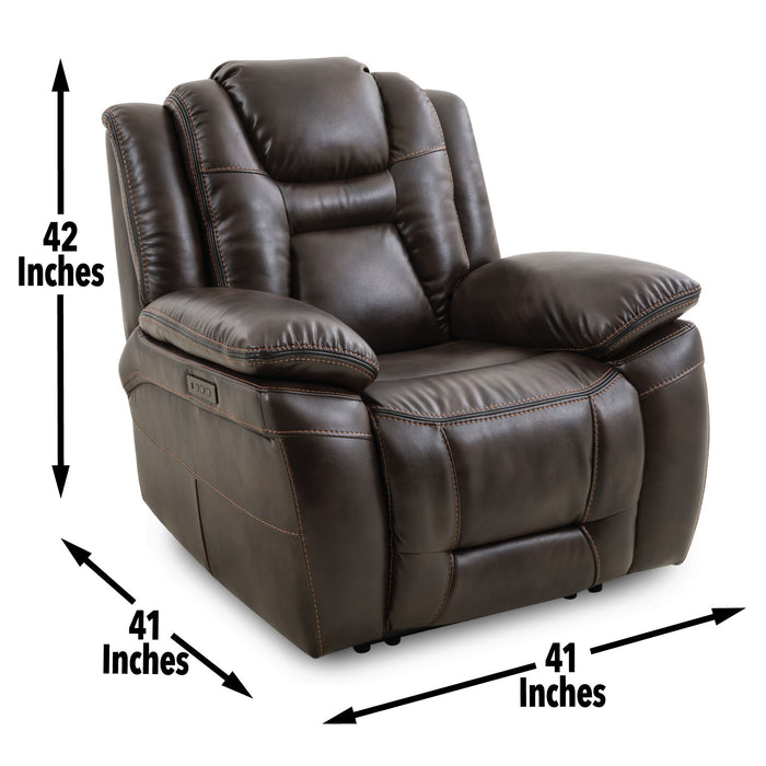 Oportuna - Dual Power Recliner Coffee - Dark Brown - JaxCo Furniture