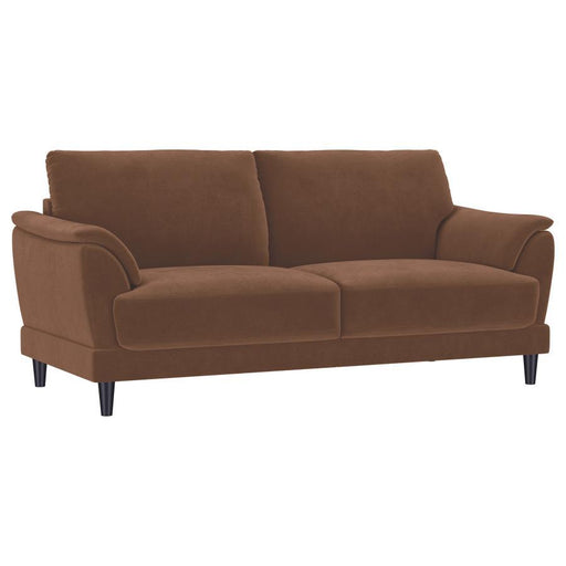 Selma - Velvet Upholstered Crescent Arm Sofa - Rust - JaxCo Furniture
