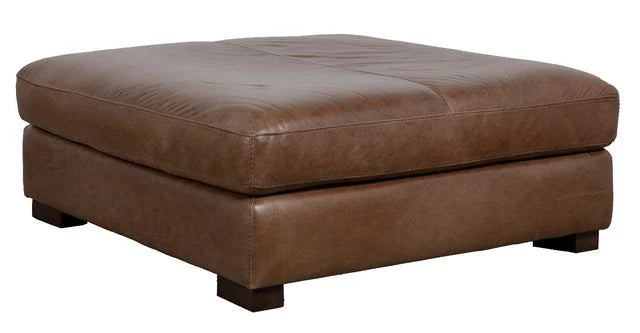 Beckham Chestnut Leather Cocktail Ottoman - JaxCo Furniture