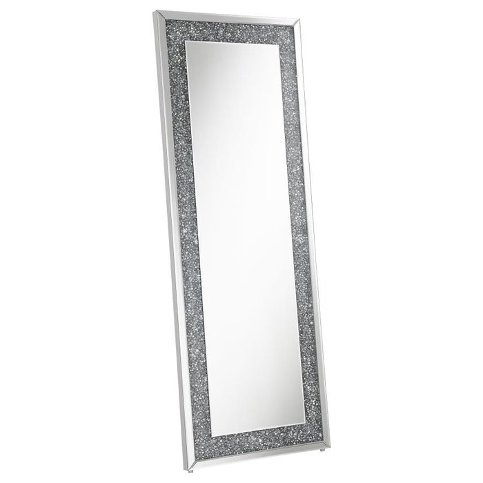 Valerie - Acrylic Crystal Floor Mirror - Silver - JaxCo Furniture