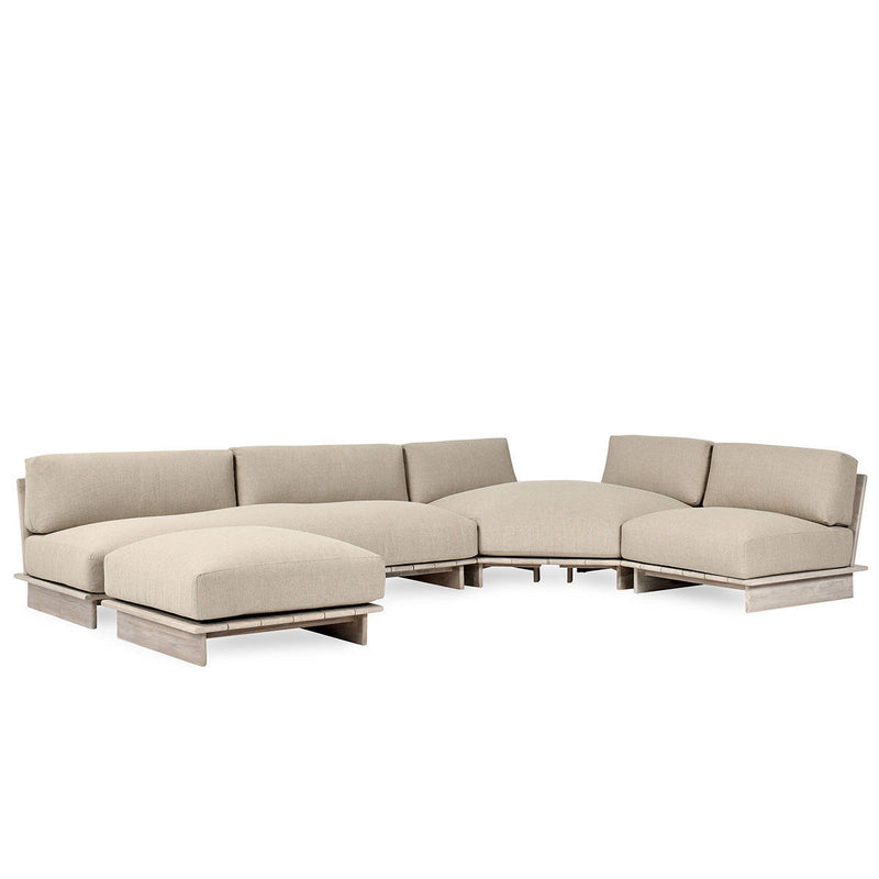 Livia - Teak 3 Piece Outdoor Sectional - Taupe - JaxCo Furniture