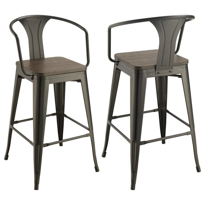 Cavalier - Metal Bar Chair (Set of 2) - Dark Elm And Matte Black - JaxCo Furniture