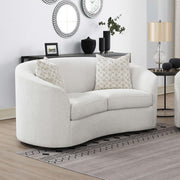 Rainn - Boucle Upholstered Sloped Arm Loveseat - Latte - JaxCo Furniture