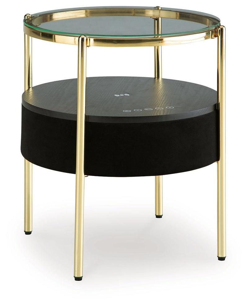Nedman - Black / Gold Finish - Accent Table With Speaker - JaxCo Furniture