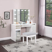 Regina - Makeup Vanity Table Set With Lighting - White - JaxCo Furniture