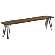 Neve - Live Edge Wood Dining Bench Hairpin Legs - Gray Sheesham - JaxCo Furniture