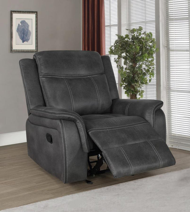 Lawrence - Upholstered Padded Arm Glider Recliner - Charcoal - JaxCo Furniture