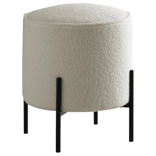 Basye - Round Upholstered Ottoman - Ivory - JaxCo Furniture