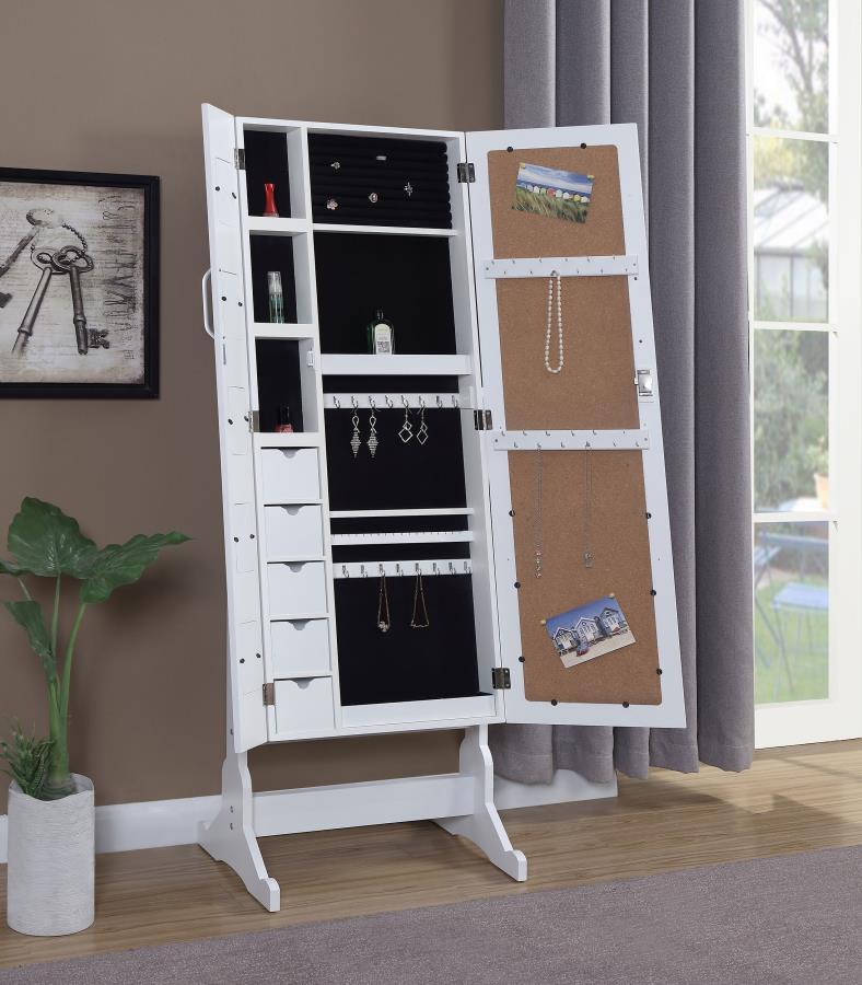 Doyle - Cheval Mirror With Jewelry Storage - White - JaxCo Furniture