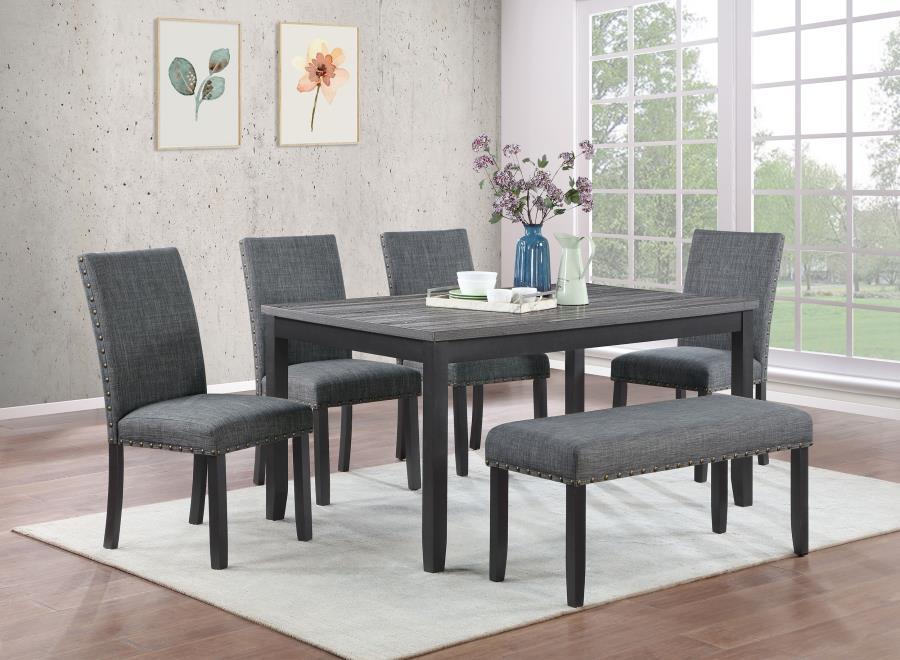 Barlow - 6 Piece Rectangular Dining Table Set - Gray And Black - JaxCo Furniture