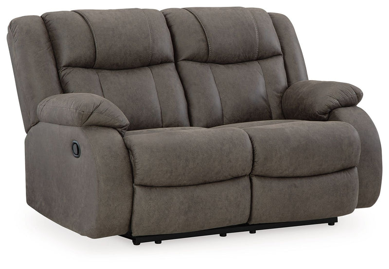 First Base - Gunmetal - Reclining Loveseat - JaxCo Furniture