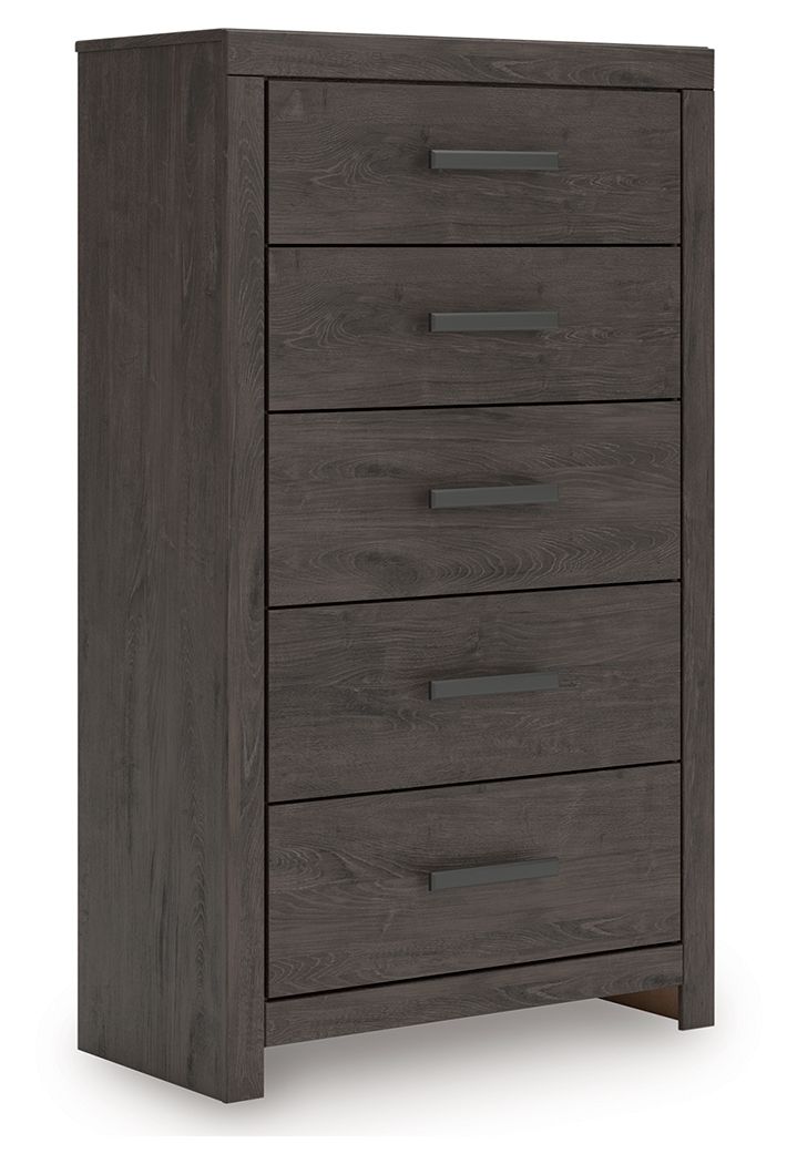 Prendonea - Charcoal - Five Drawer Chest - JaxCo Furniture