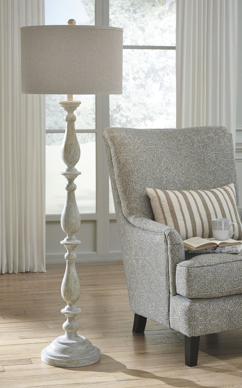 Bernadate - Whitewash - Poly Floor Lamp - JaxCo Furniture