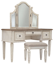 Realyn - White / Brown / Beige - Vanity/Mirror/Stool (Set of 3) - JaxCo Furniture