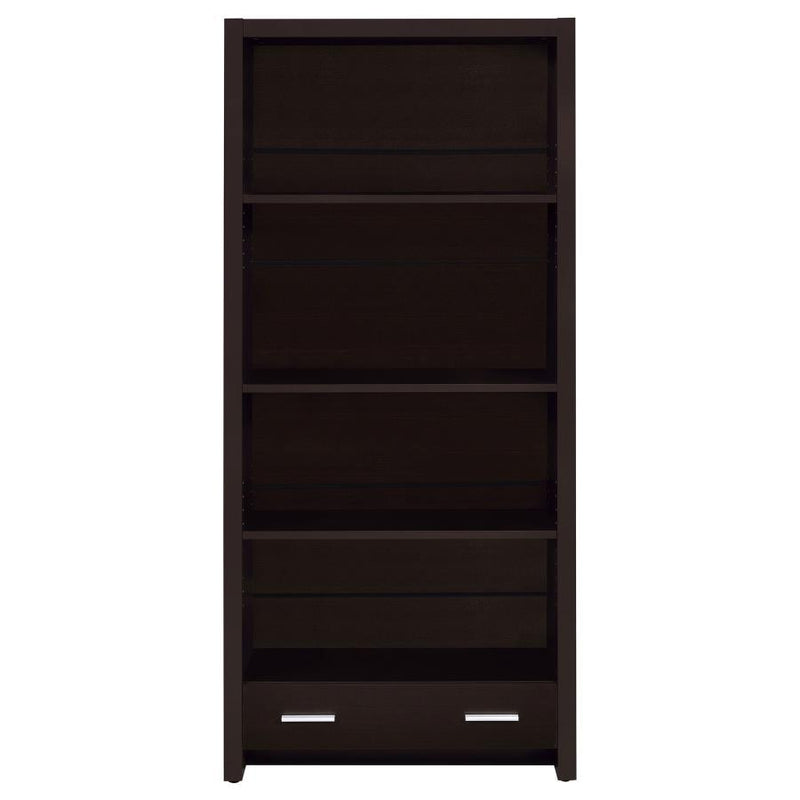 Skylar - 5-Shelf Bookcase With Drawer - Cappuccino - JaxCo Furniture