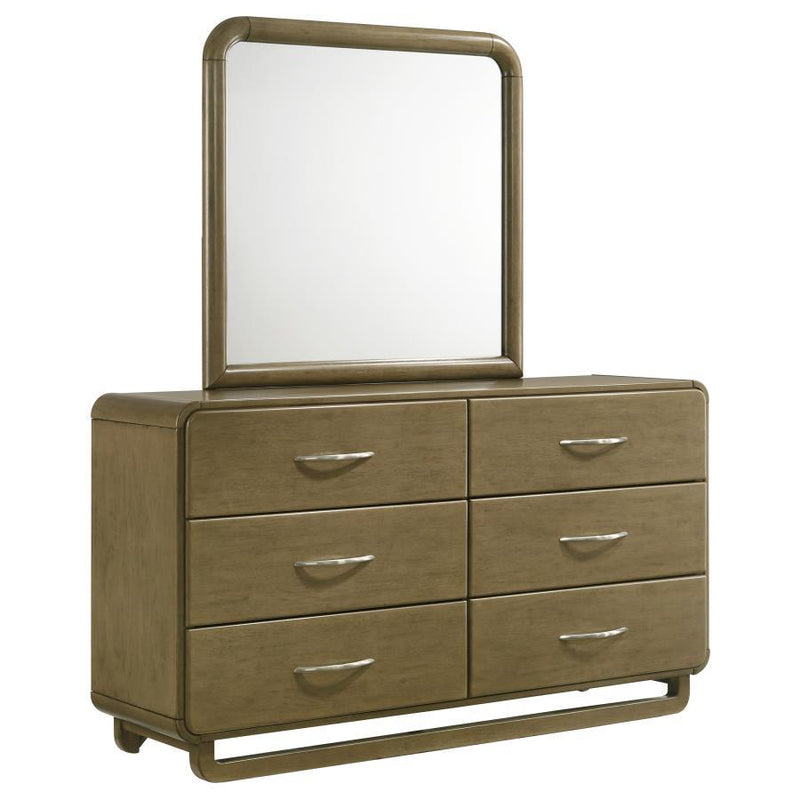 Amsbury - 6-Drawer Dresser And Mirror - Nutmeg - JaxCo Furniture