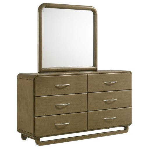 Amsbury - 6-Drawer Dresser And Mirror - Nutmeg - JaxCo Furniture