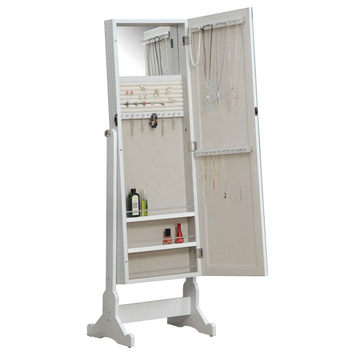 Zayas - Cheval Mirror With Jewelry Storage - White - JaxCo Furniture