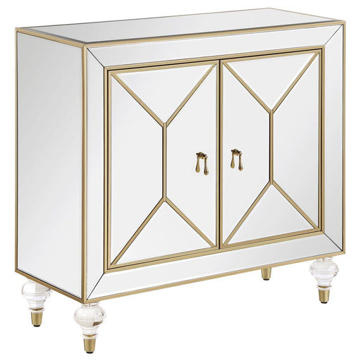 Lupin - 2-Door Mirrored Storage Accent Cabinet - Champagne - JaxCo Furniture