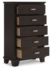 Covetown - Dark Brown - Five Drawer Chest - JaxCo Furniture
