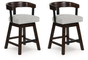 Haddigan - Dark Brown - Upholstered Swivel Barstool (Set of 2) - JaxCo Furniture