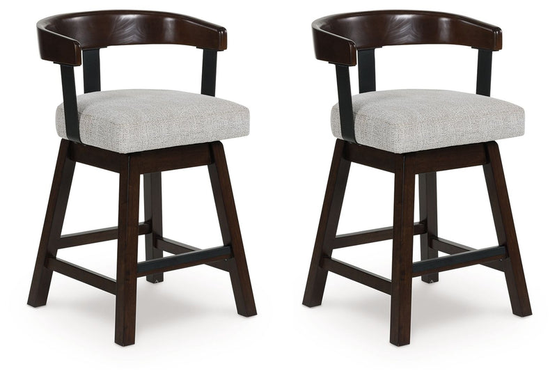 Haddigan - Dark Brown - Upholstered Swivel Barstool (Set of 2) - JaxCo Furniture