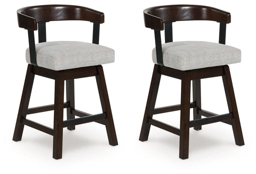Haddigan - Dark Brown - Upholstered Swivel Barstool (Set of 2) - JaxCo Furniture