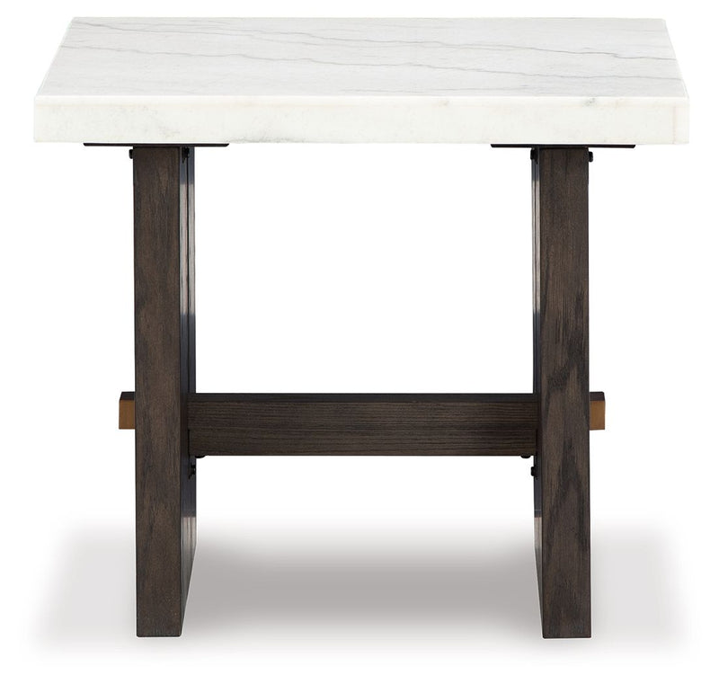 Burkhaus - White / Dark Brown - Rectangular End Table - JaxCo Furniture