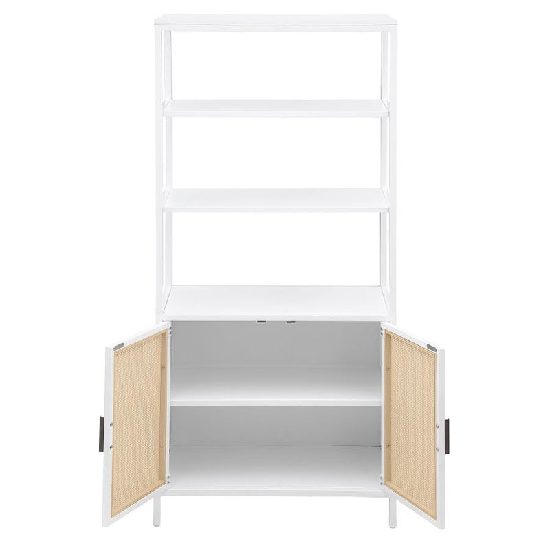 Amherst - 3-Shelf Radio Weave Cane Metal Accent Cabinet - JaxCo Furniture