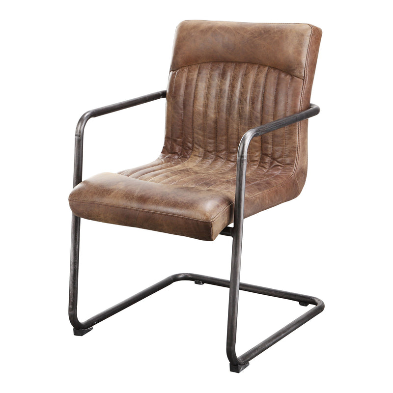 Ansel - Leather Arm Chair (Set of 2) - Grazed Brown - JaxCo Furniture