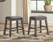 Caitbrook - Gray - Upholstered Stool (Set of 2) - JaxCo Furniture