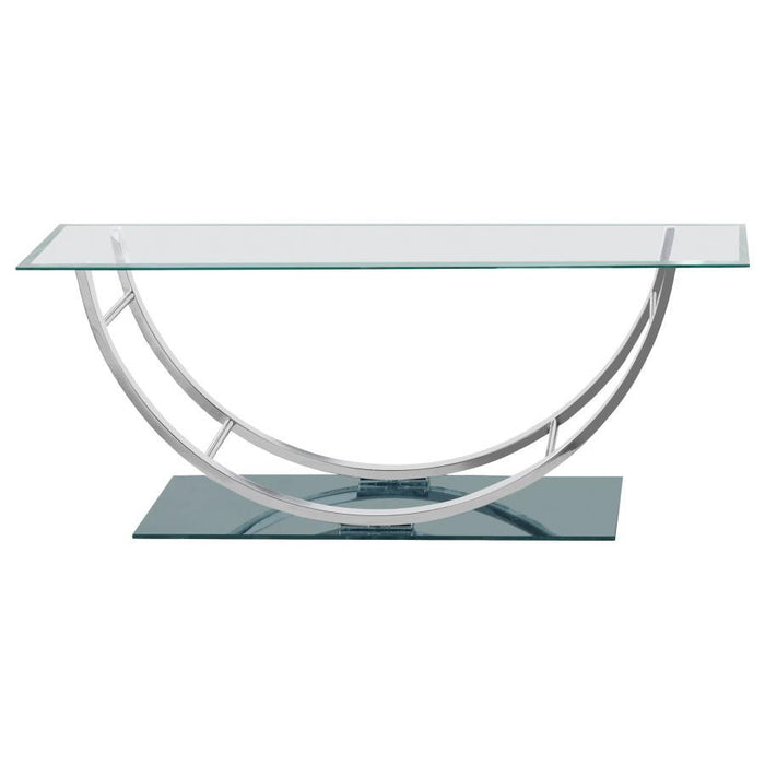 Danville - Rectangular U-Shaped Glass Top Coffee Table - Chrome - JaxCo Furniture