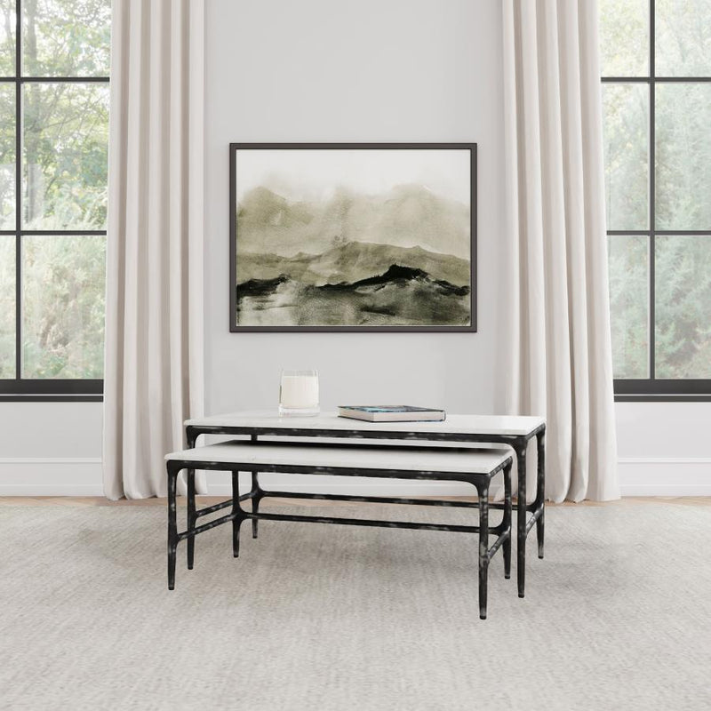 Ebby - 2 Piece Genuine Marble Top Nesting Coffee Tables - White - JaxCo Furniture