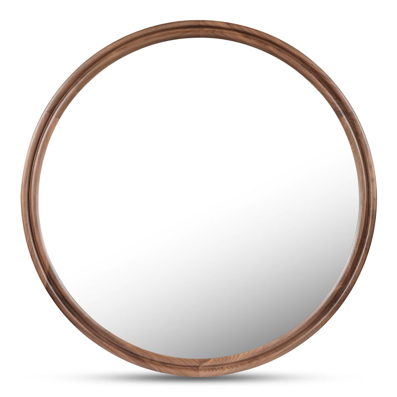 Alcott - Round Accent Mirror Large - Dark Brown - JaxCo Furniture