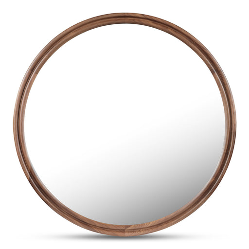 Alcott - Round Accent Mirror Large - Dark Brown - JaxCo Furniture