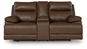 Vonryan - Tobacco - Power Reclining Loveseat With Console / Adj Headrest - JaxCo Furniture